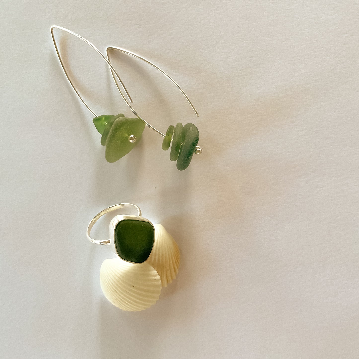 Sea Glass Greens wishbone earrings