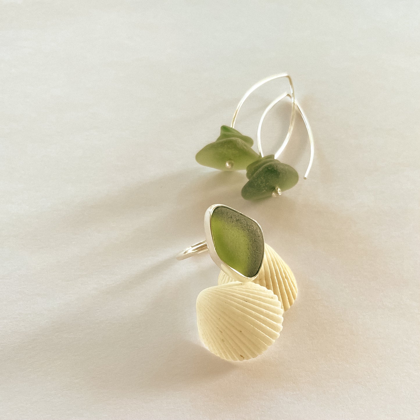 Sea Glass Greens wishbone earrings