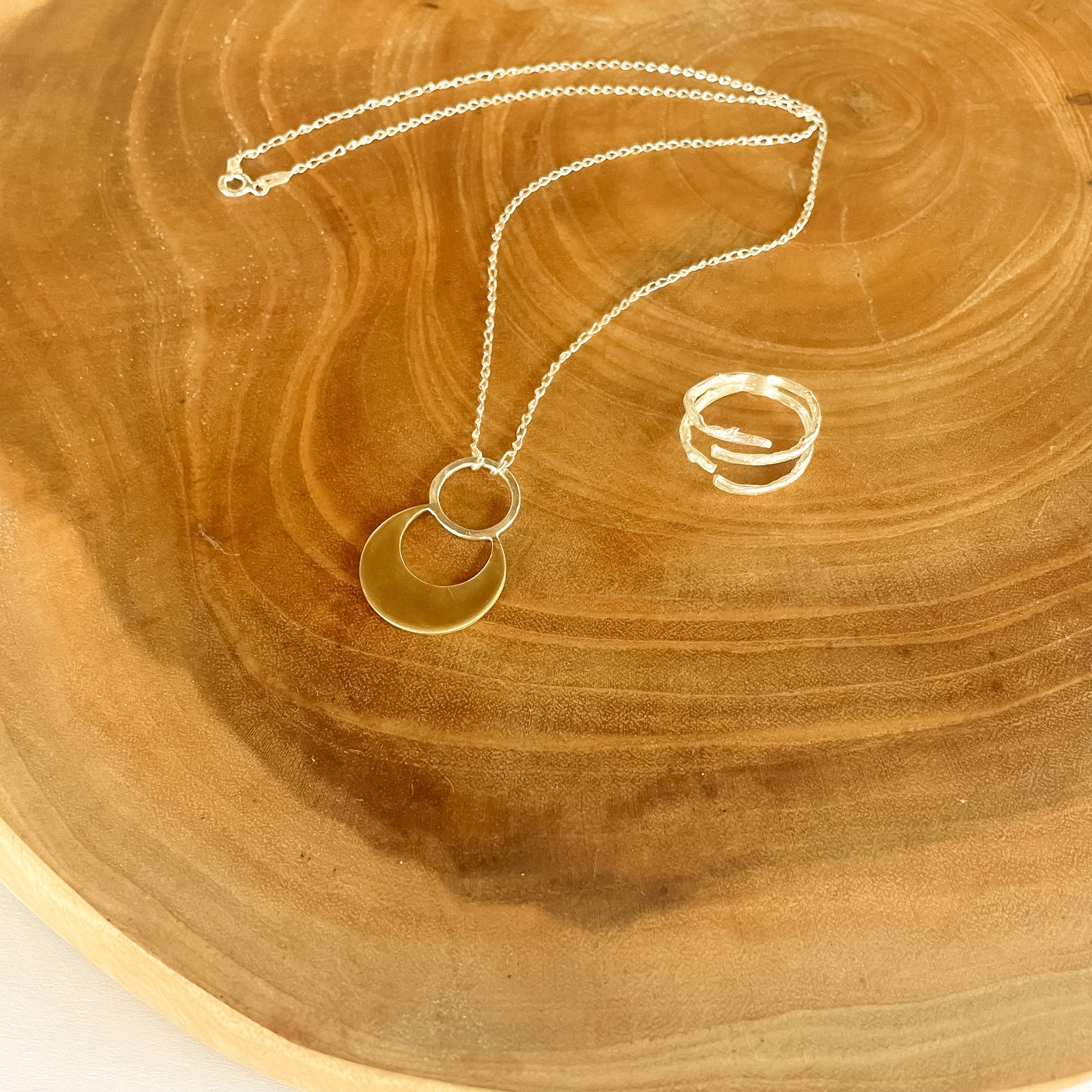 Chandra Necklace in Brass and Silver