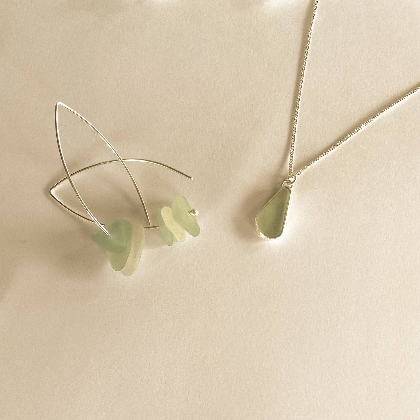 Sea Foam Sea Glass wishbone earrings