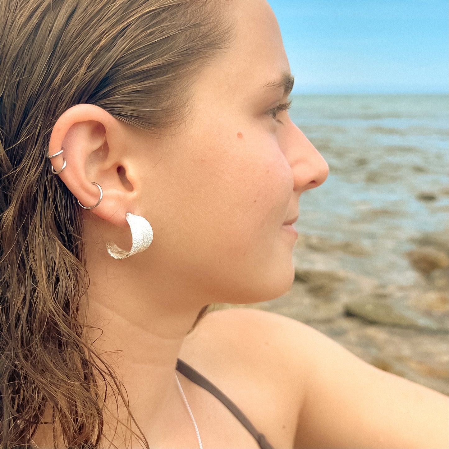 Sage Leaf Hoops