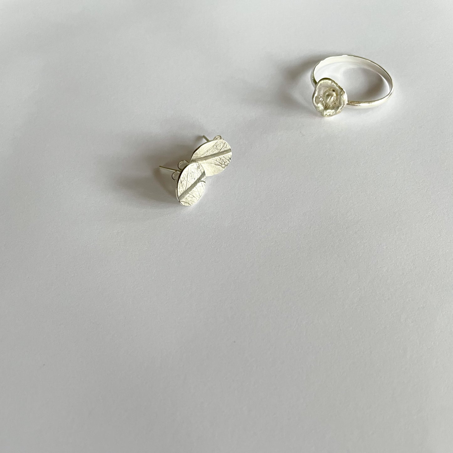 Leaf Imprint Silver Earring Studs
