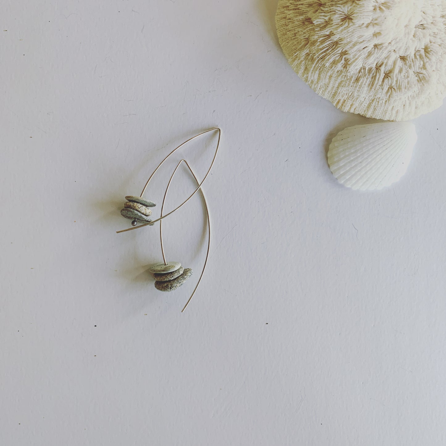 Beach Pebble Serenity Wishbone Earrings