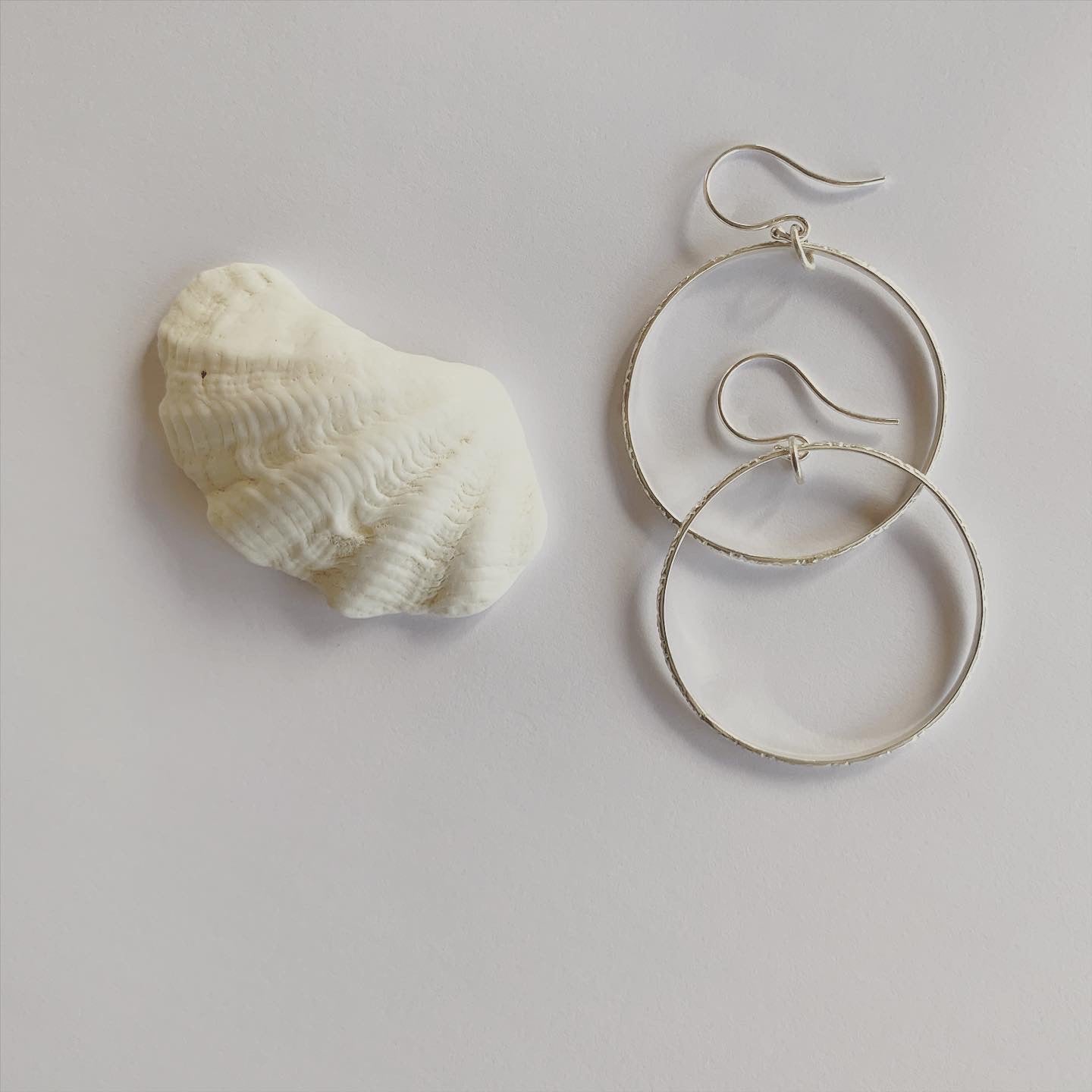 Embossed Silver Hoop Earrings