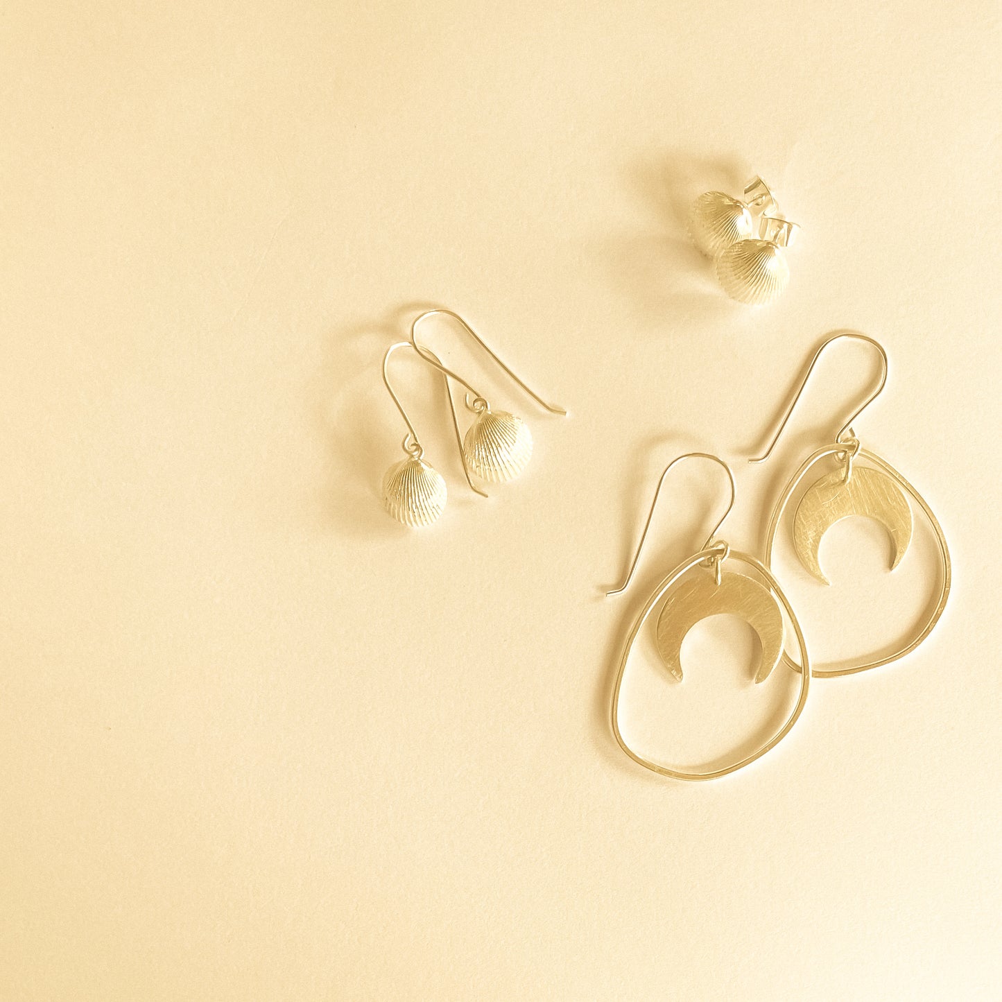 Organic Hoop and Moon Earrings