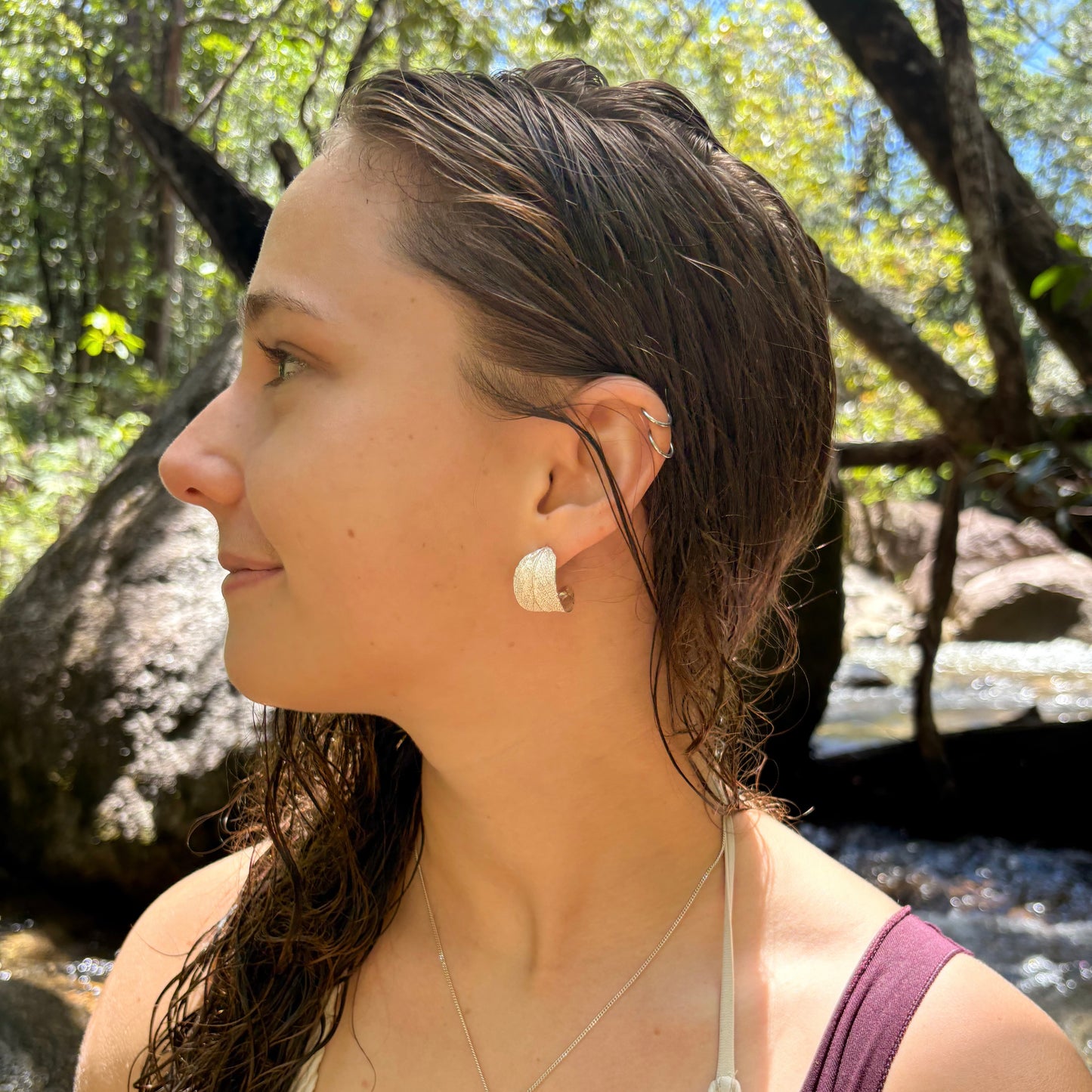 Sage Leaf Hoops