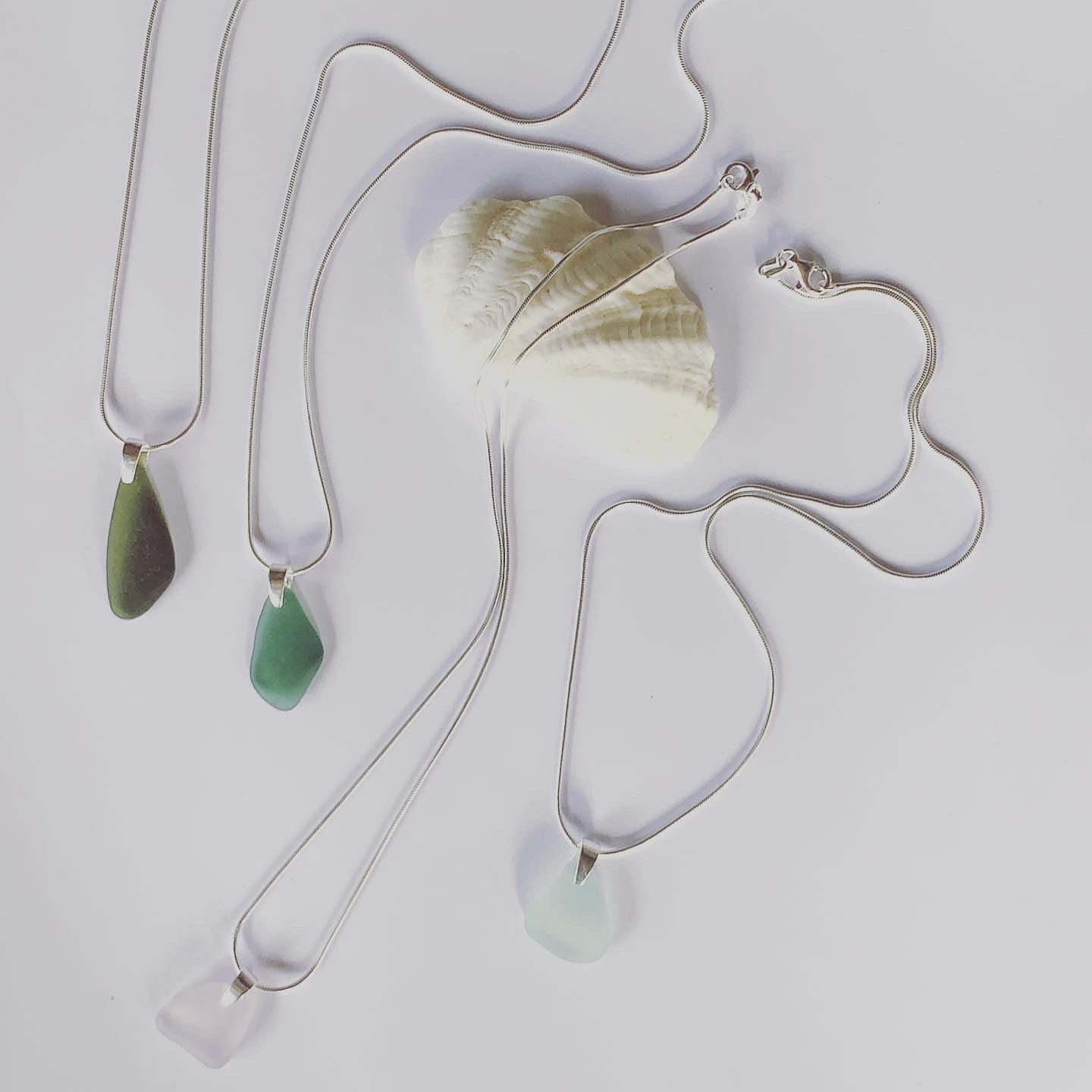 Sea Foram Beach Glass Pendant