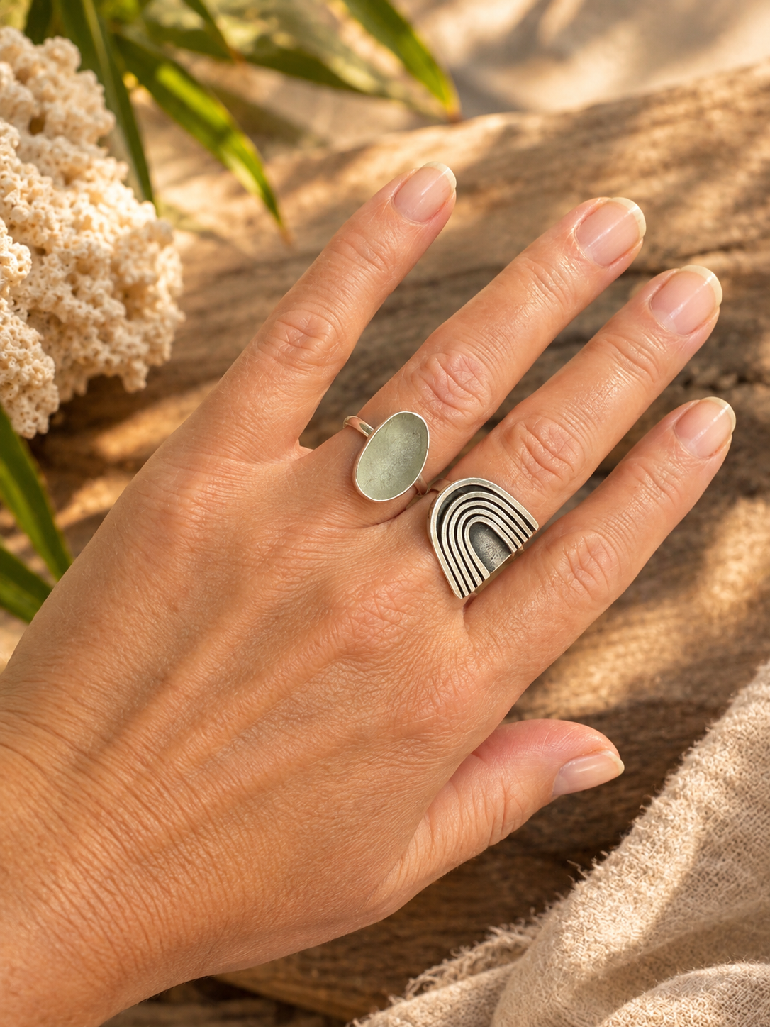 Clear Sea Glass ring