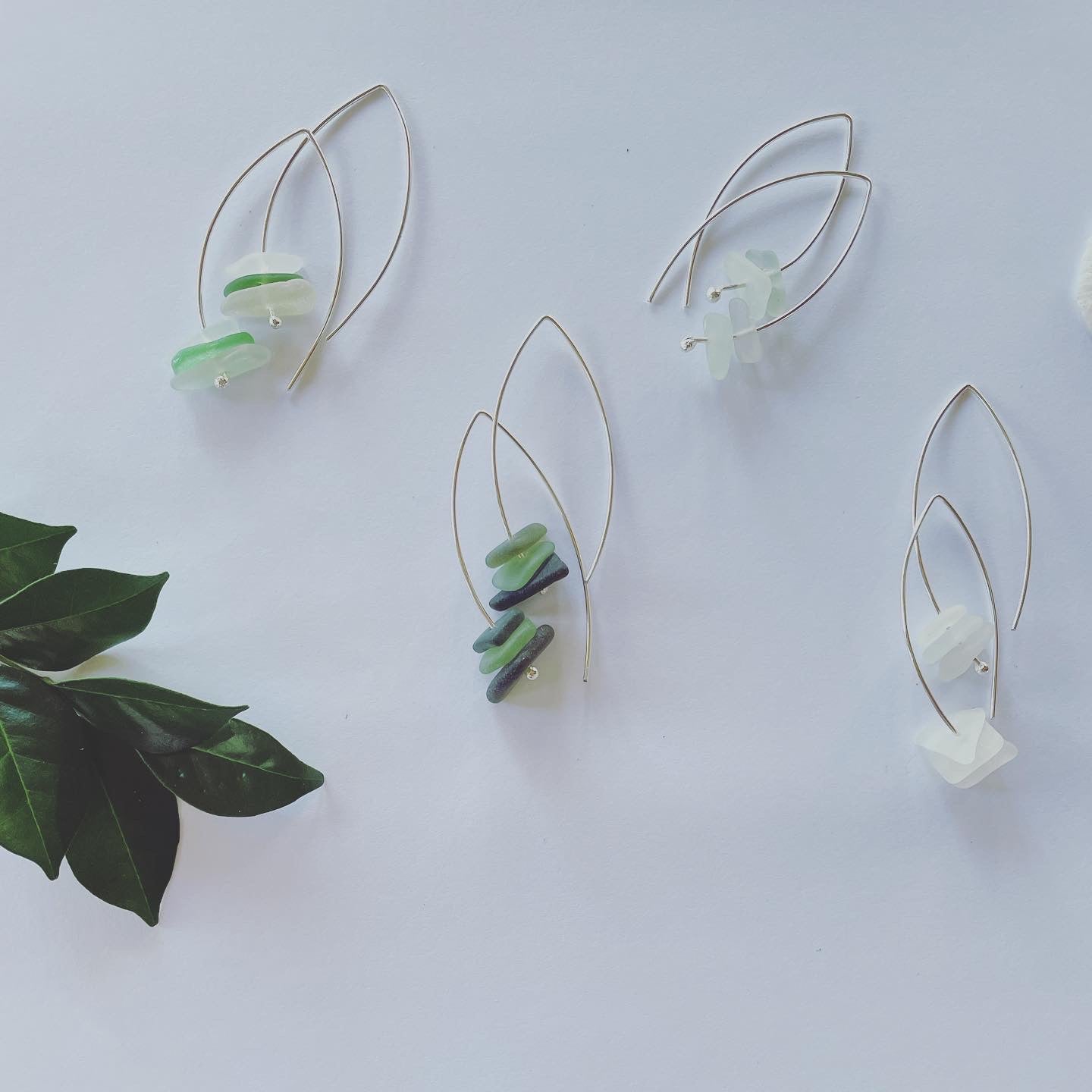 Serenity Stack Clear Hues Sea Glass Earrings