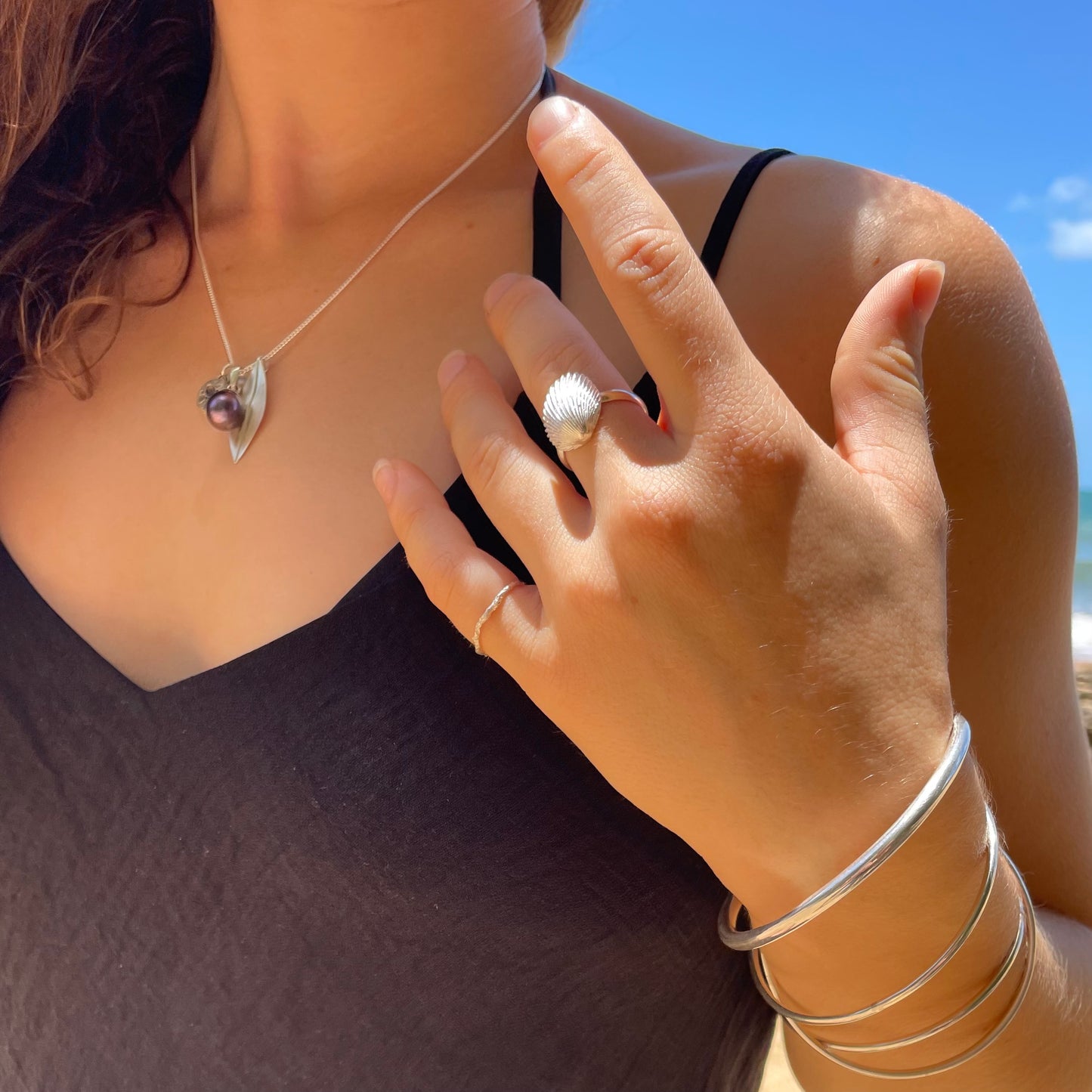 Leaf and Sunshine Trio necklace