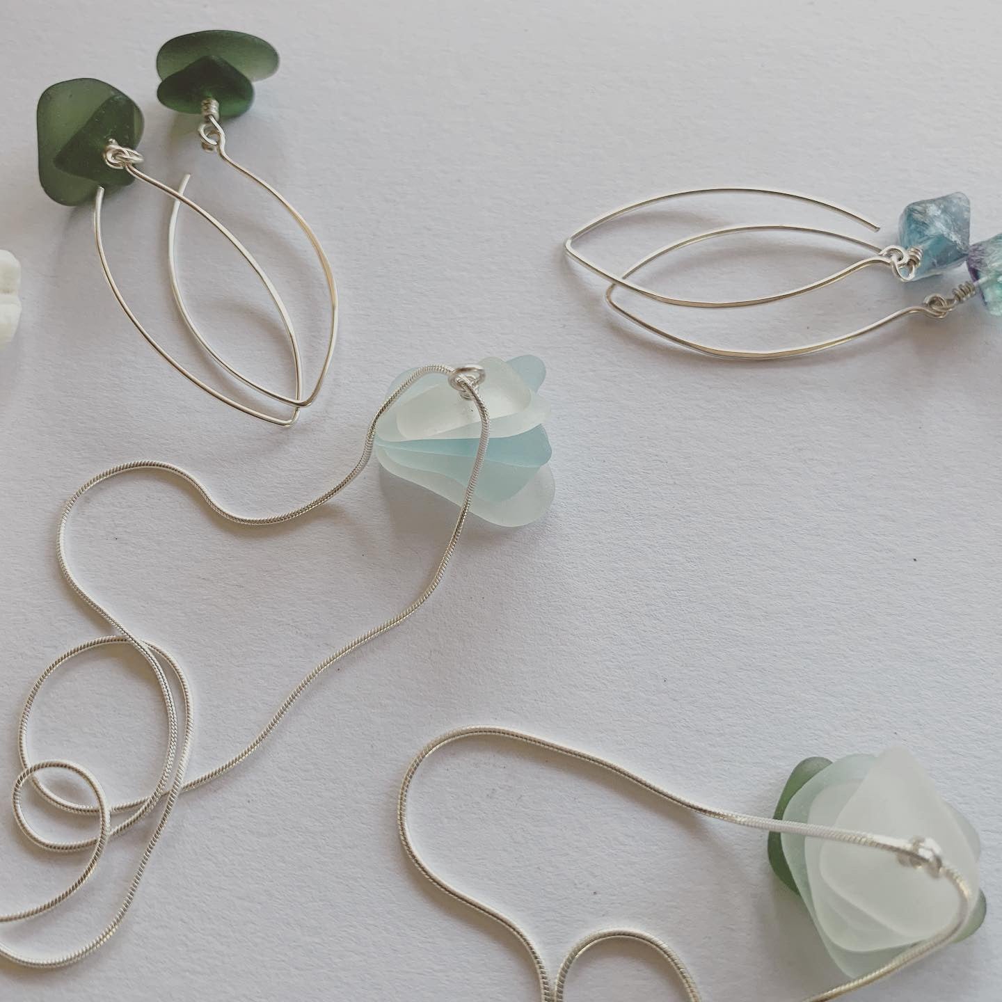Sea Glass Greens wishbone earrings