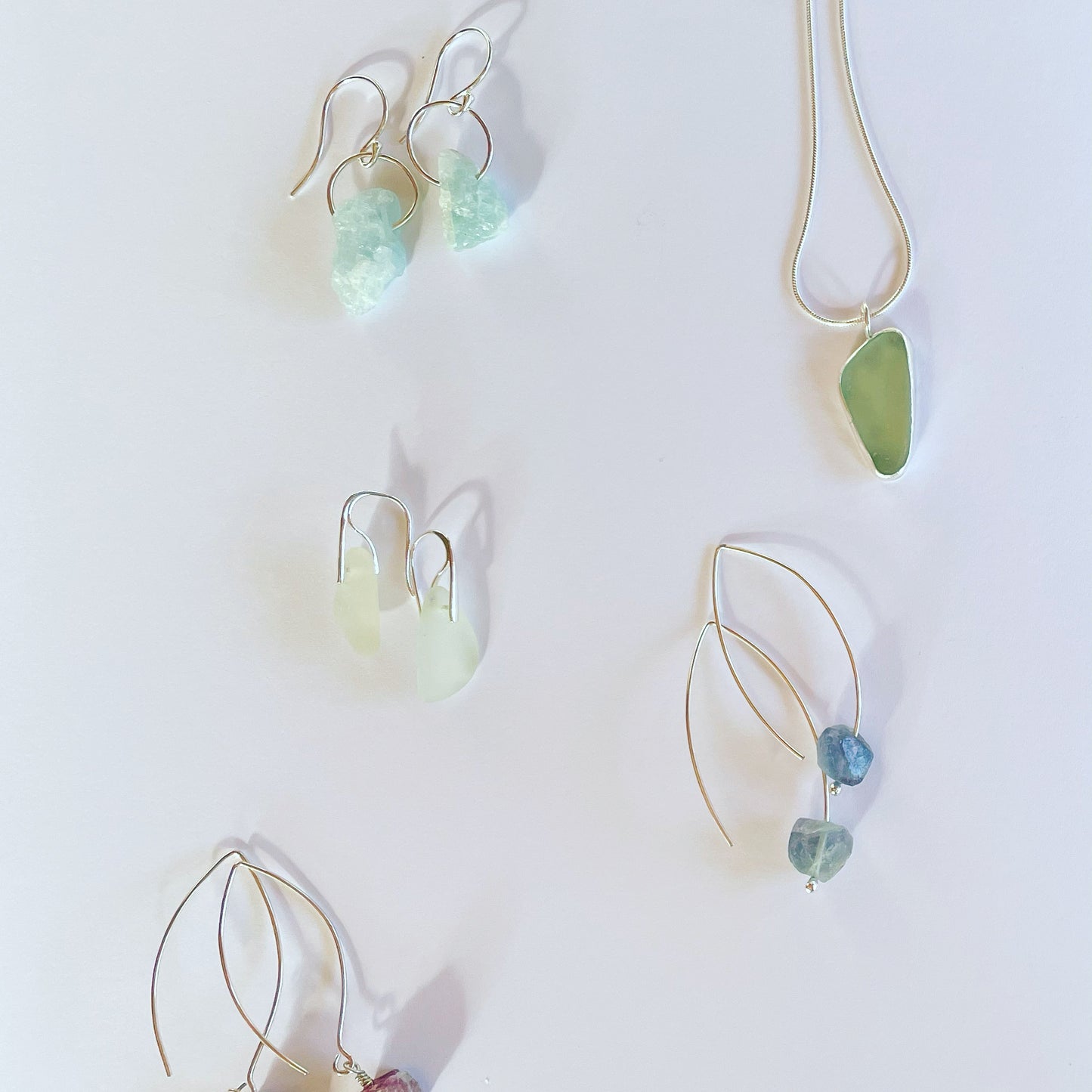 Blue Fluorite Wishbone Earrings