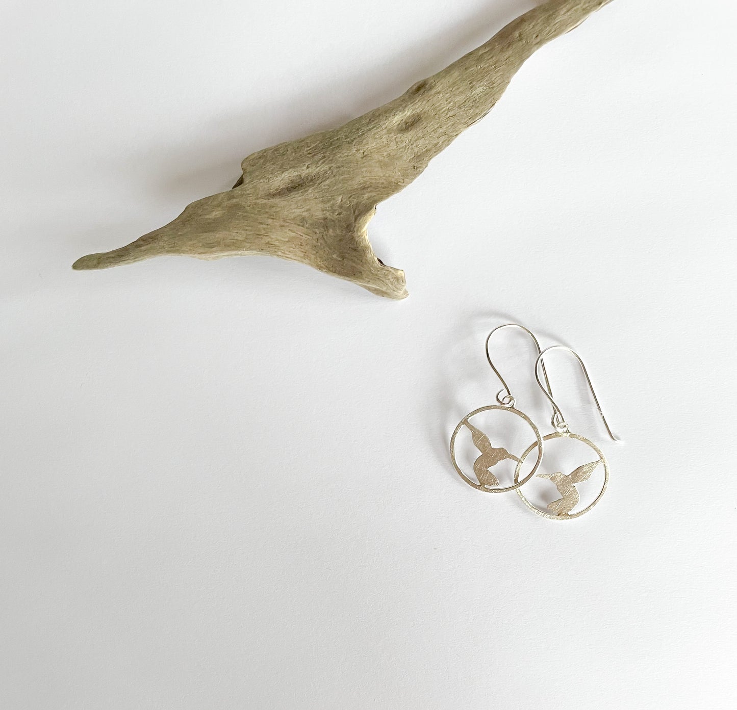 Sunbird Hoops on french ear hooks