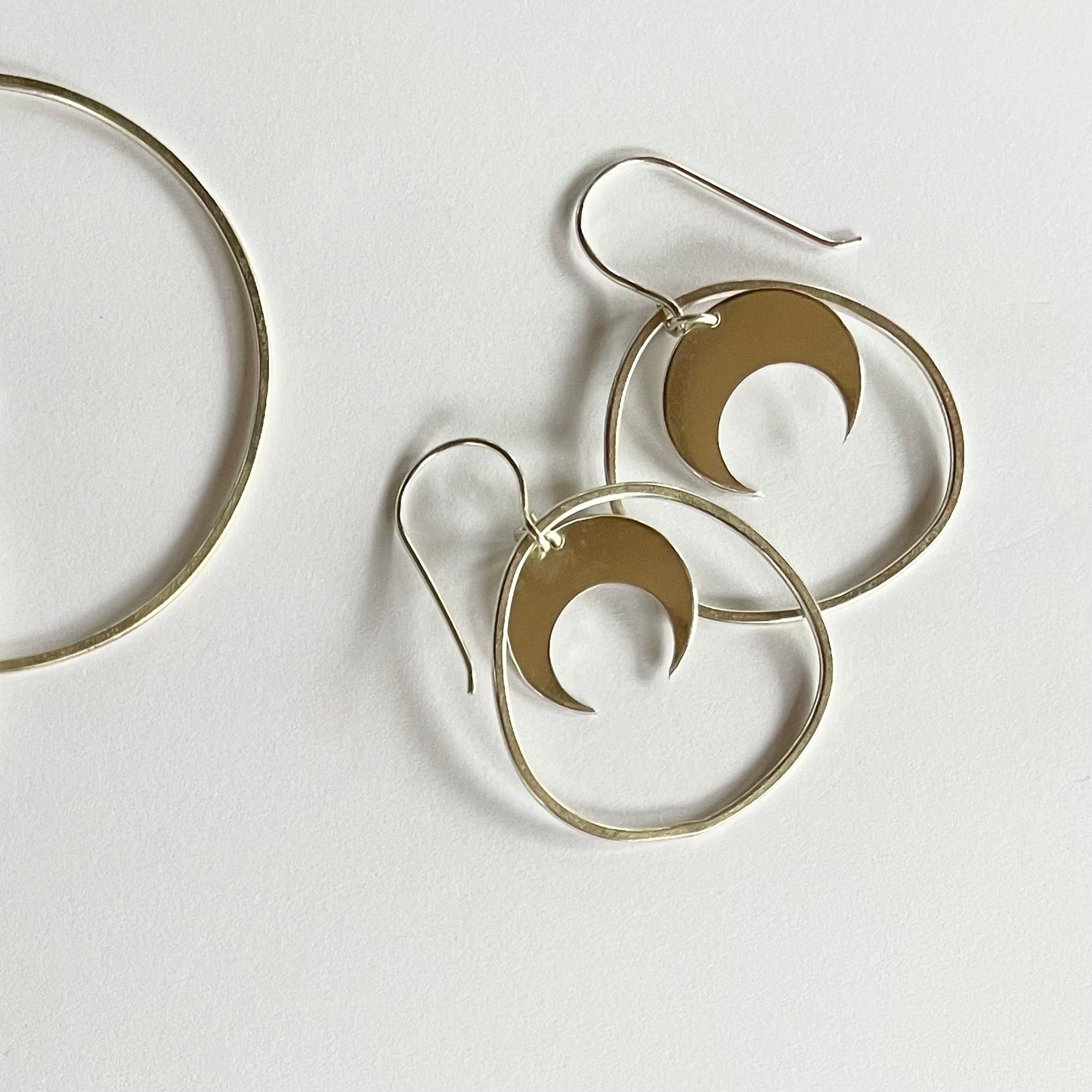 Organic Hoop and Moon Earrings