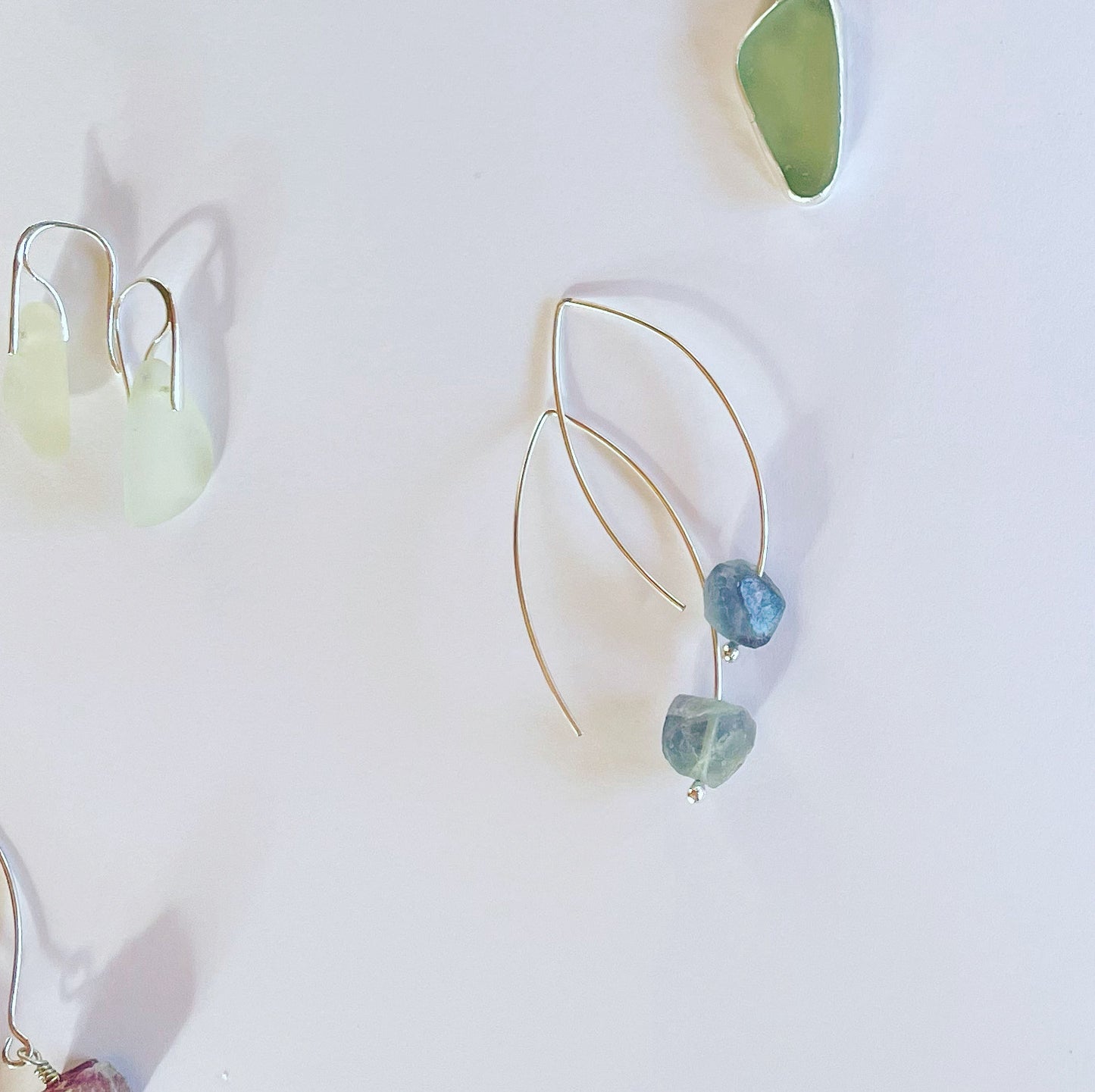 Blue Fluorite Wishbone Earrings