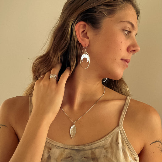 Organic Hoop and Moon Earrings