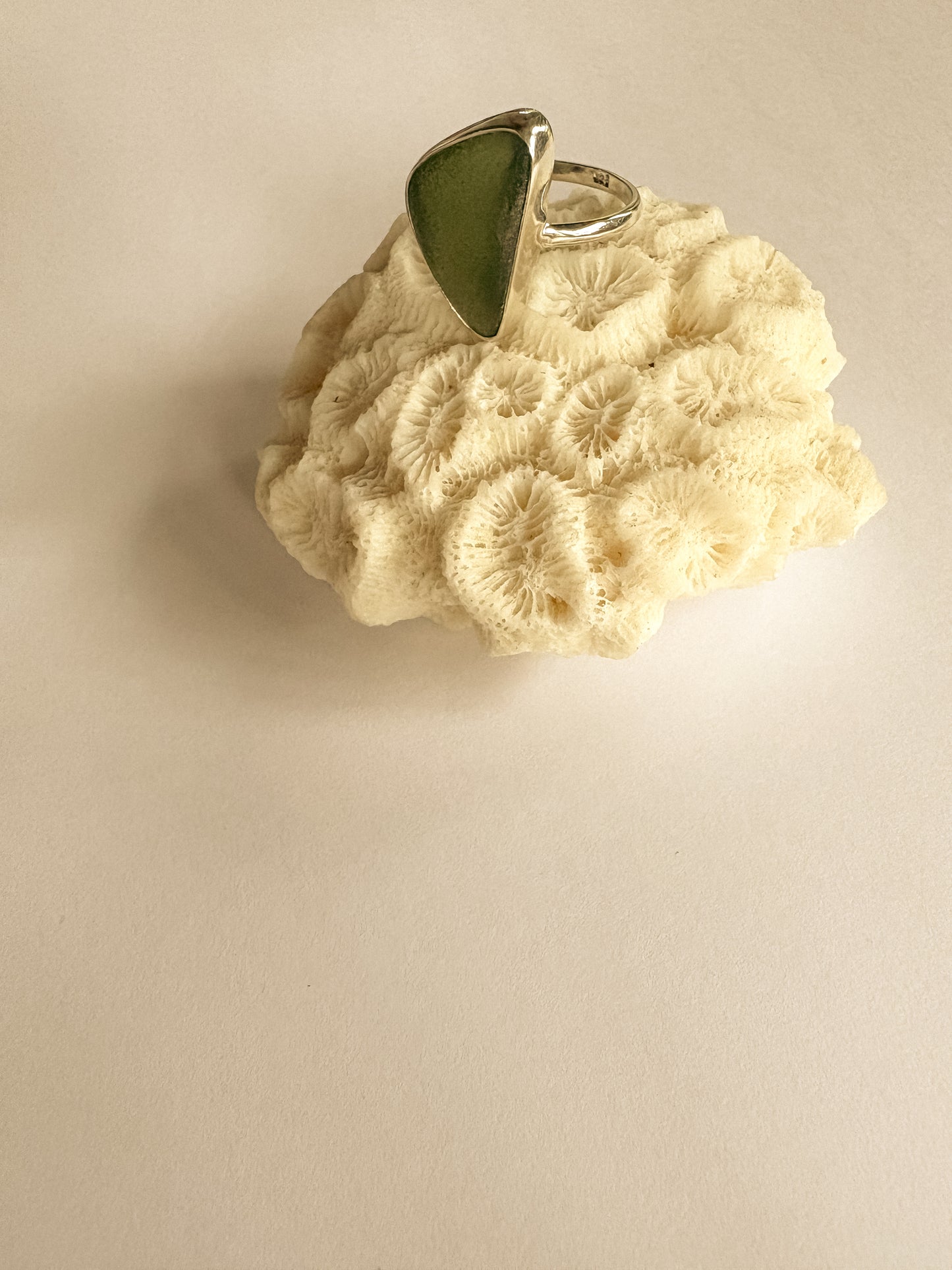 Green Sea Glass ring