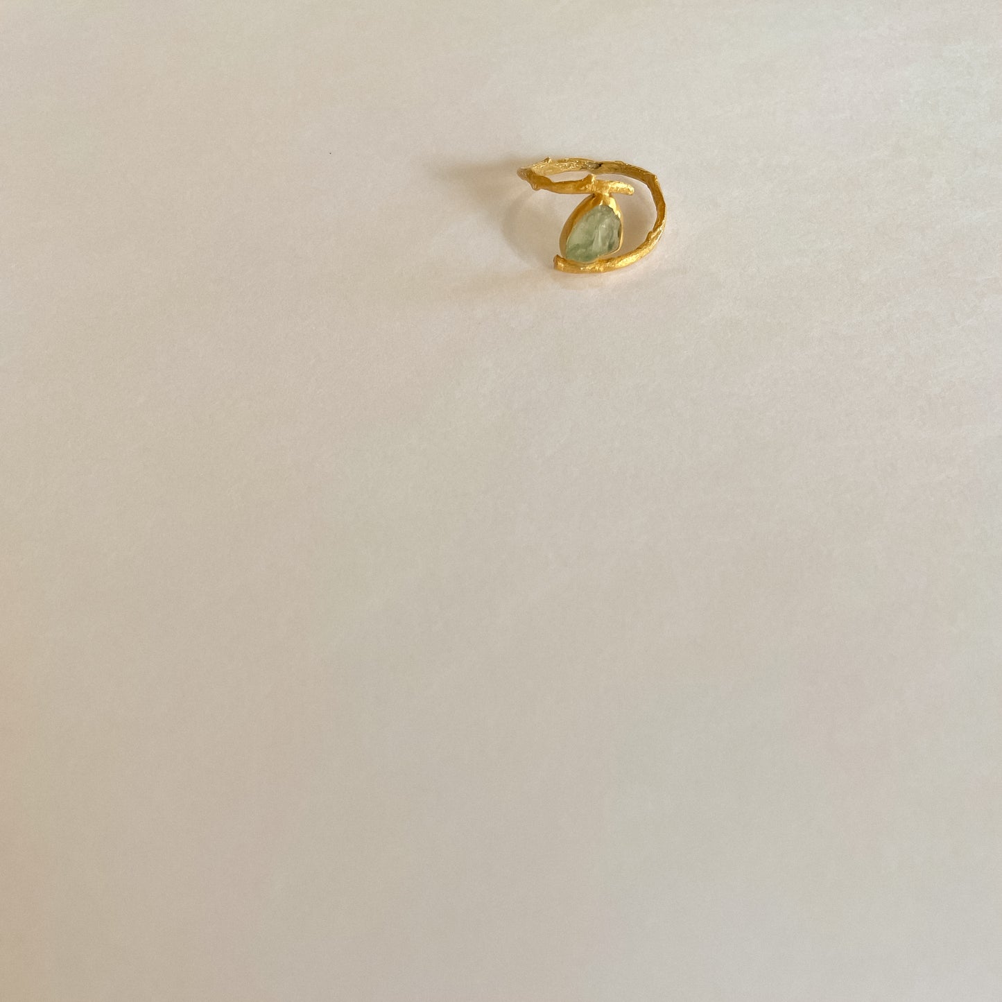 Aquamarine-rough-cut-gold-plated-twig-ring