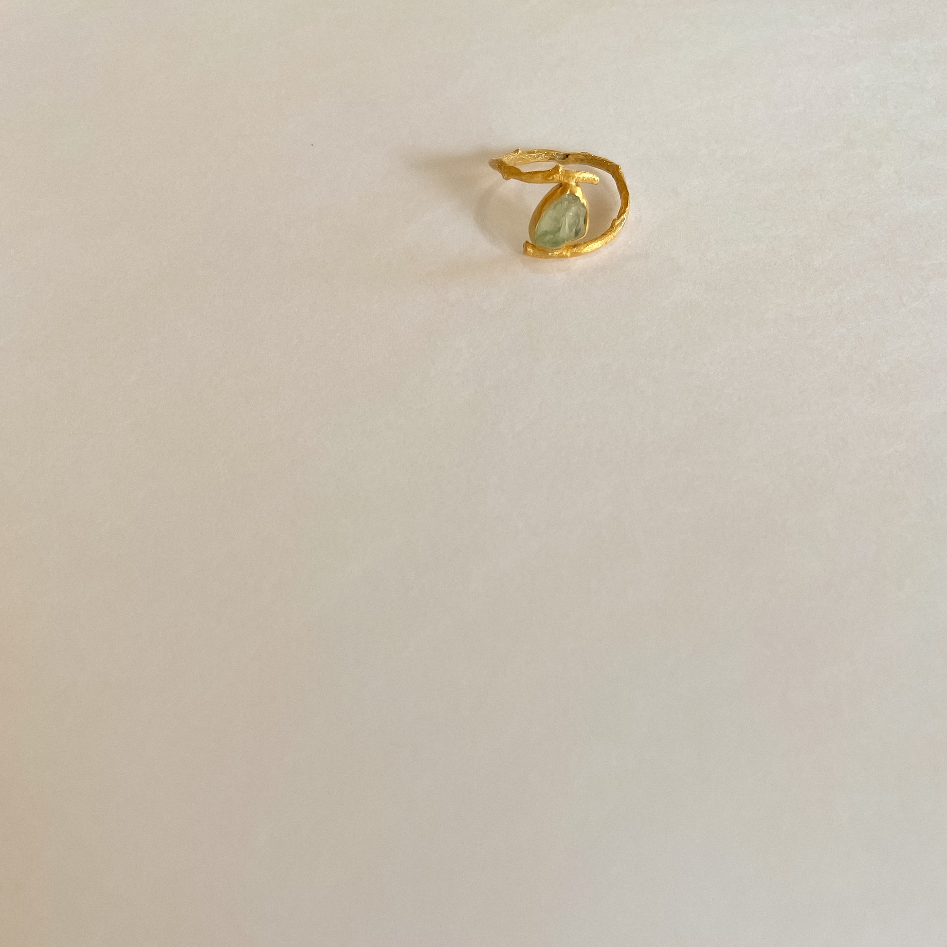 Aquamarine-rough-cut-gold-plated-twig-ring