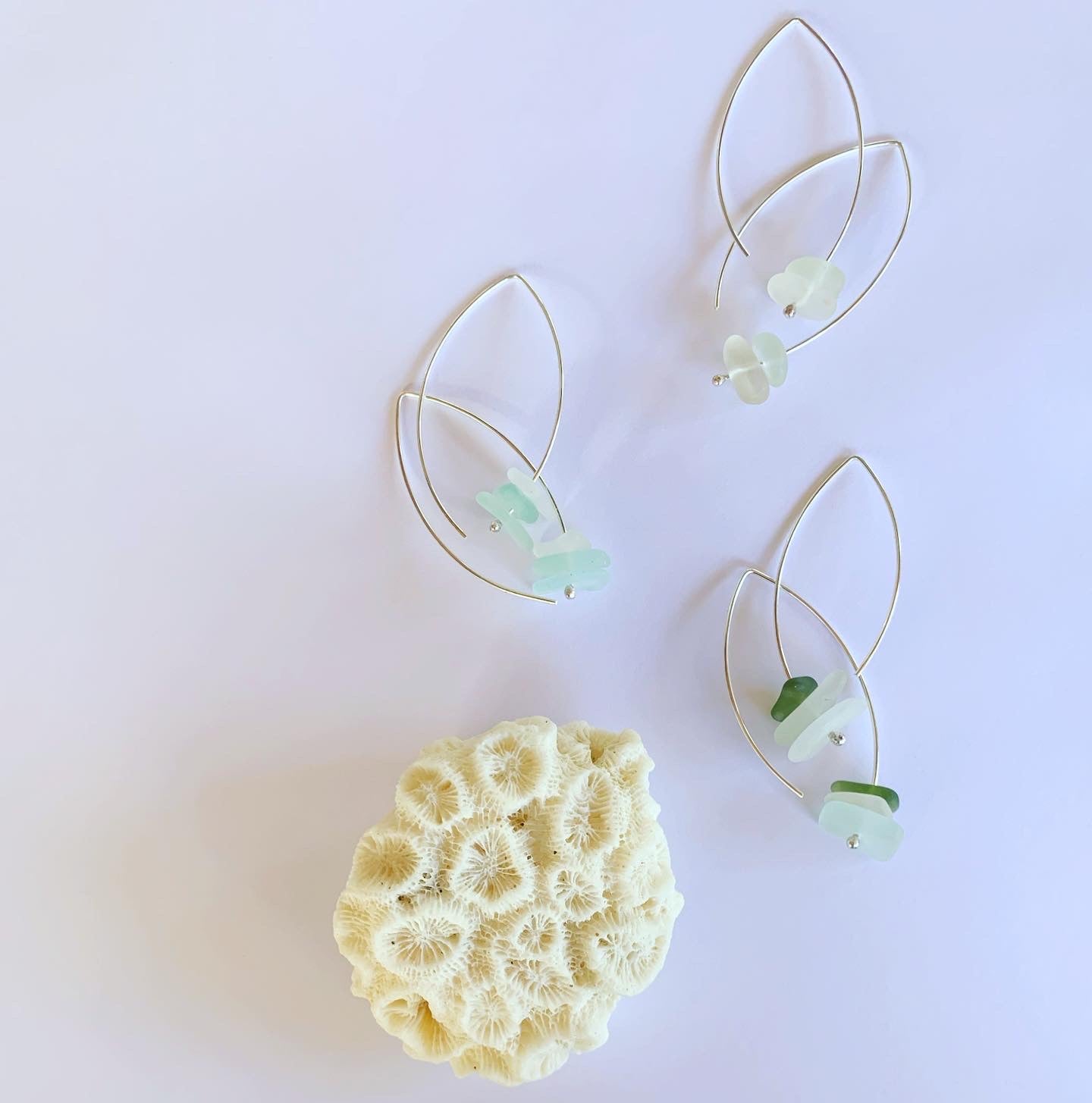 Sea Glass Greens and Clear Hues Serenity Stack Earrings