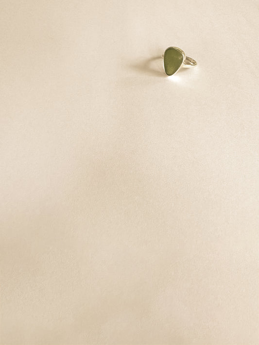 Small Green Sea Glass ring