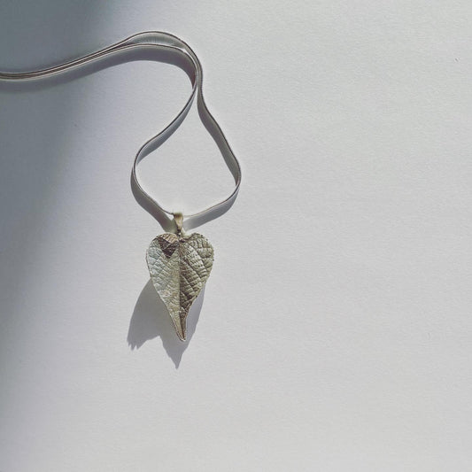 Sterling Silver Heart Shaped Leaf Necklace