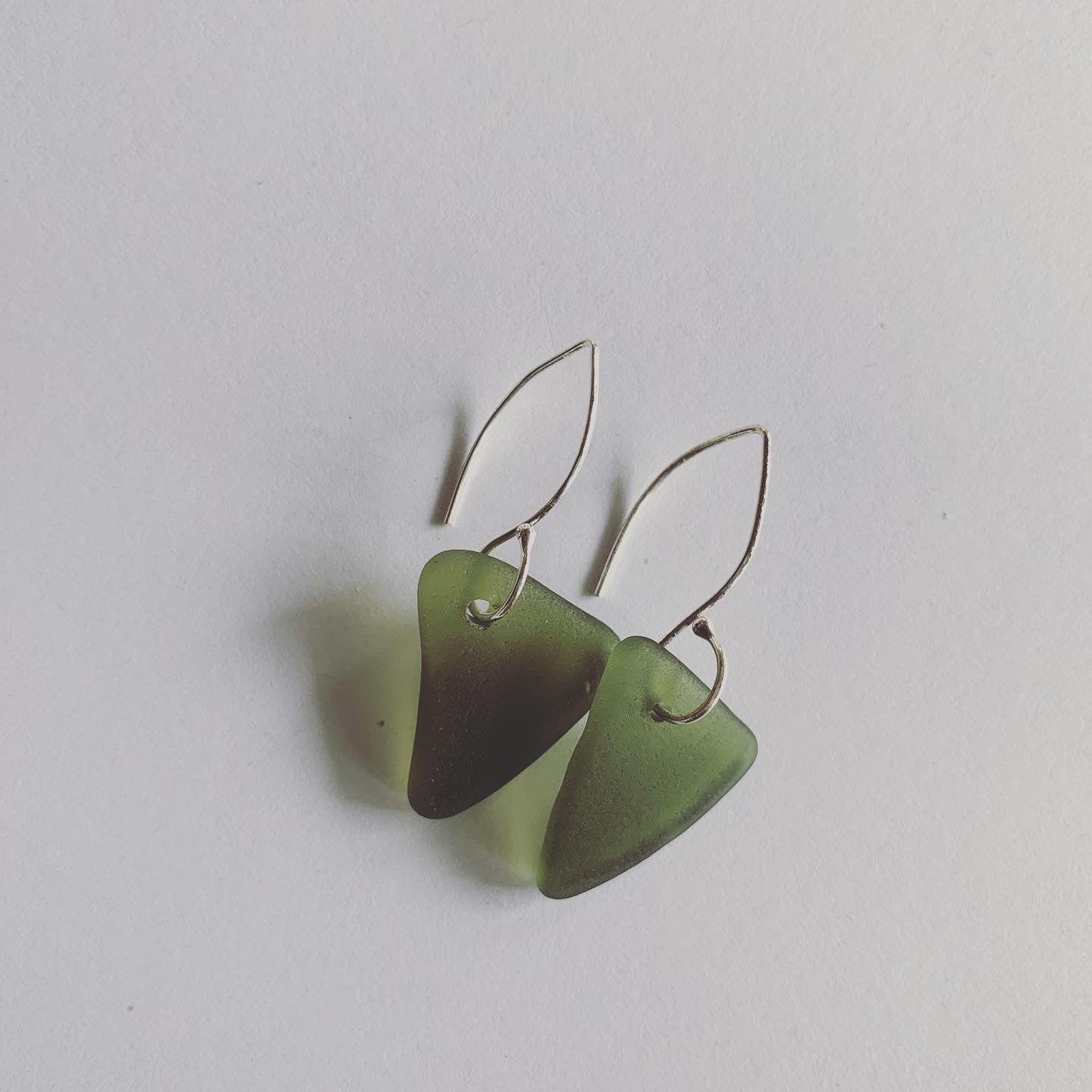 Sea Glass Greens on small wishbone ear hooks