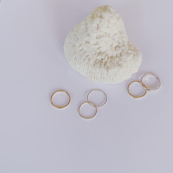 Smooth and serene, complete and forever gold stacker rings  Fine and medium 9 carat gold stacker rings.  It's the simple divine pleasures.