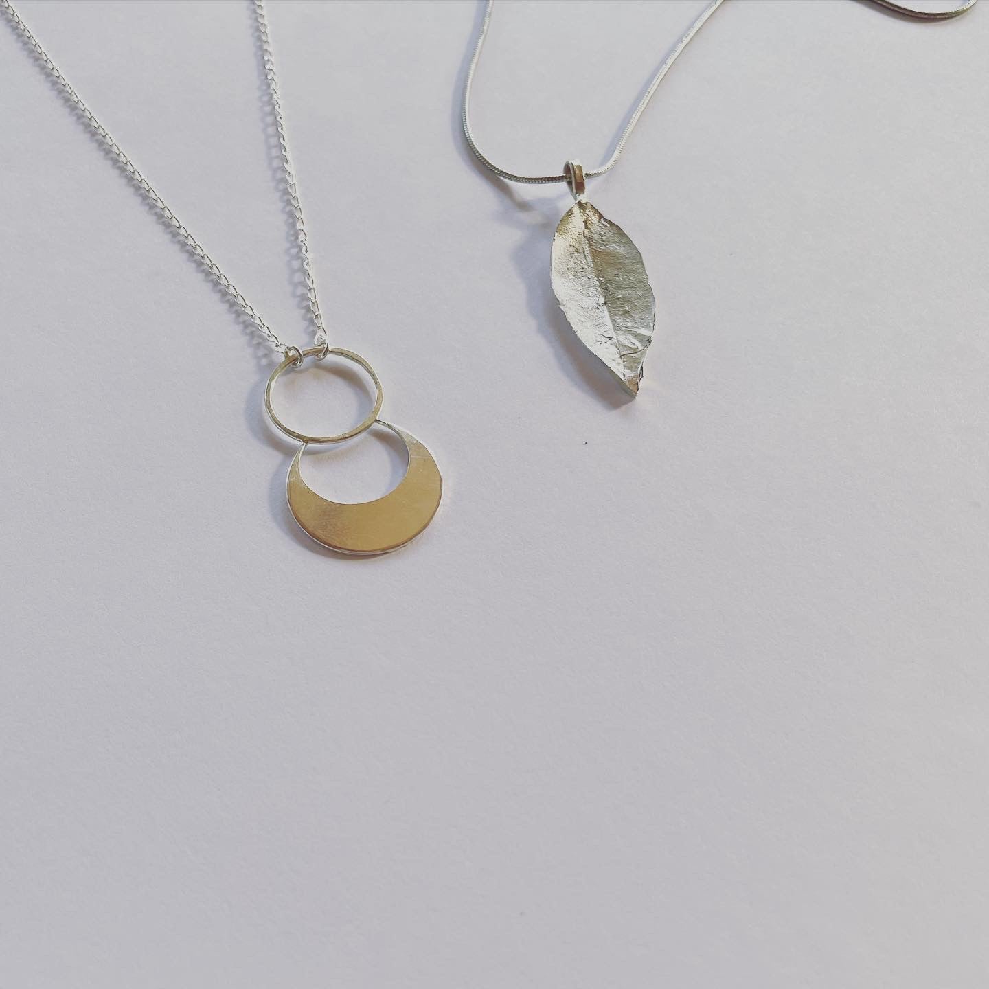 Moon-necklace+silver-leaf-necklace