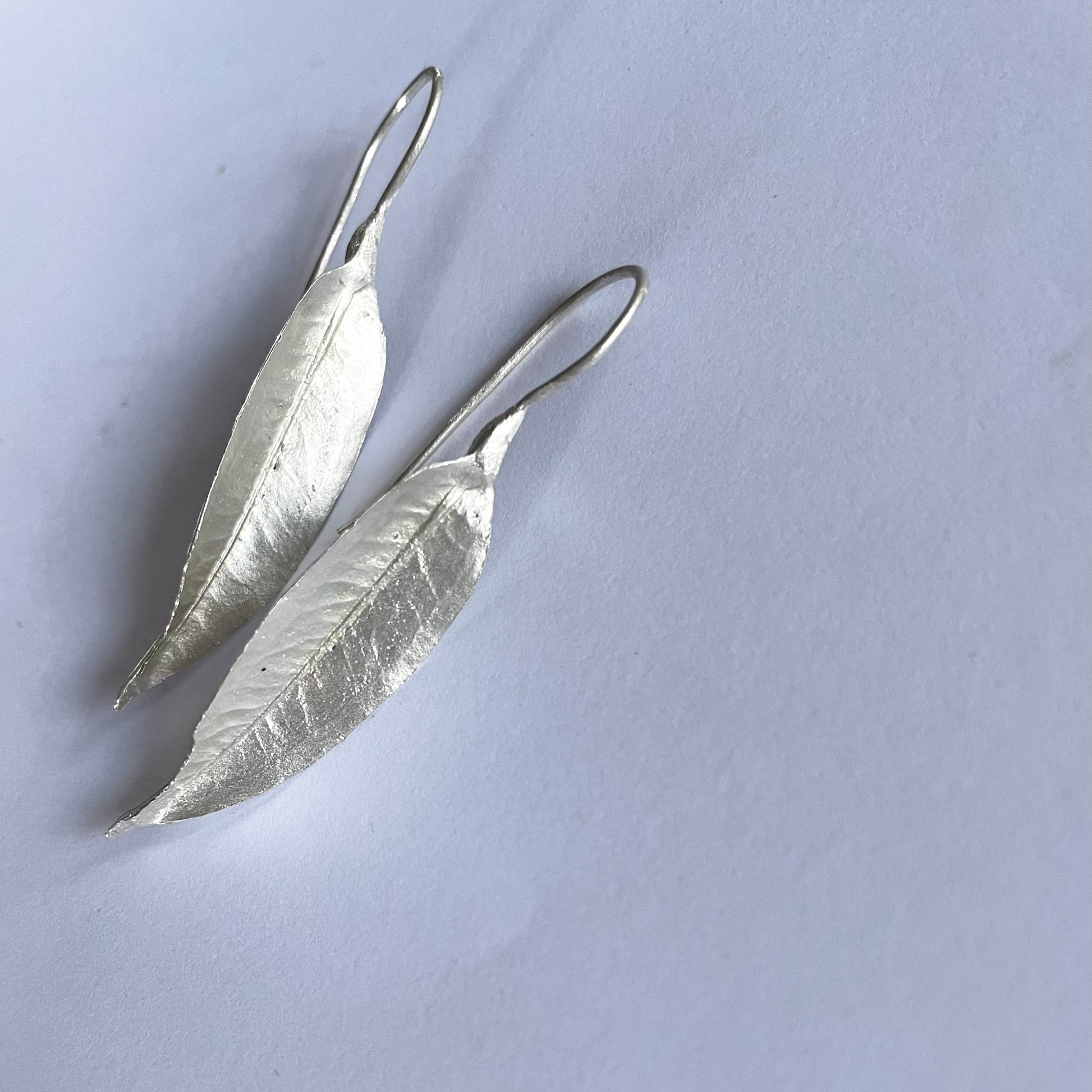 silver leaf earrings